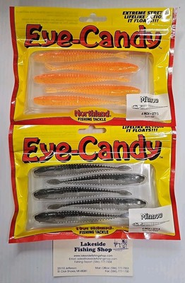 2 PACKS NORTHLAND 4'' EYE-CANDY MINNOW PLASTIC WALLEYE FISHING LURES 2 COLORS