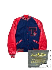 Vintage Made in USA Houston Texans Wool varsity letterman bomber jacket. Size XL