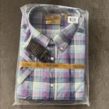 Roundtree Yorke Gold Label Plaid Short Sleeve Button Up Shirt Non-Iron 3XT NWT