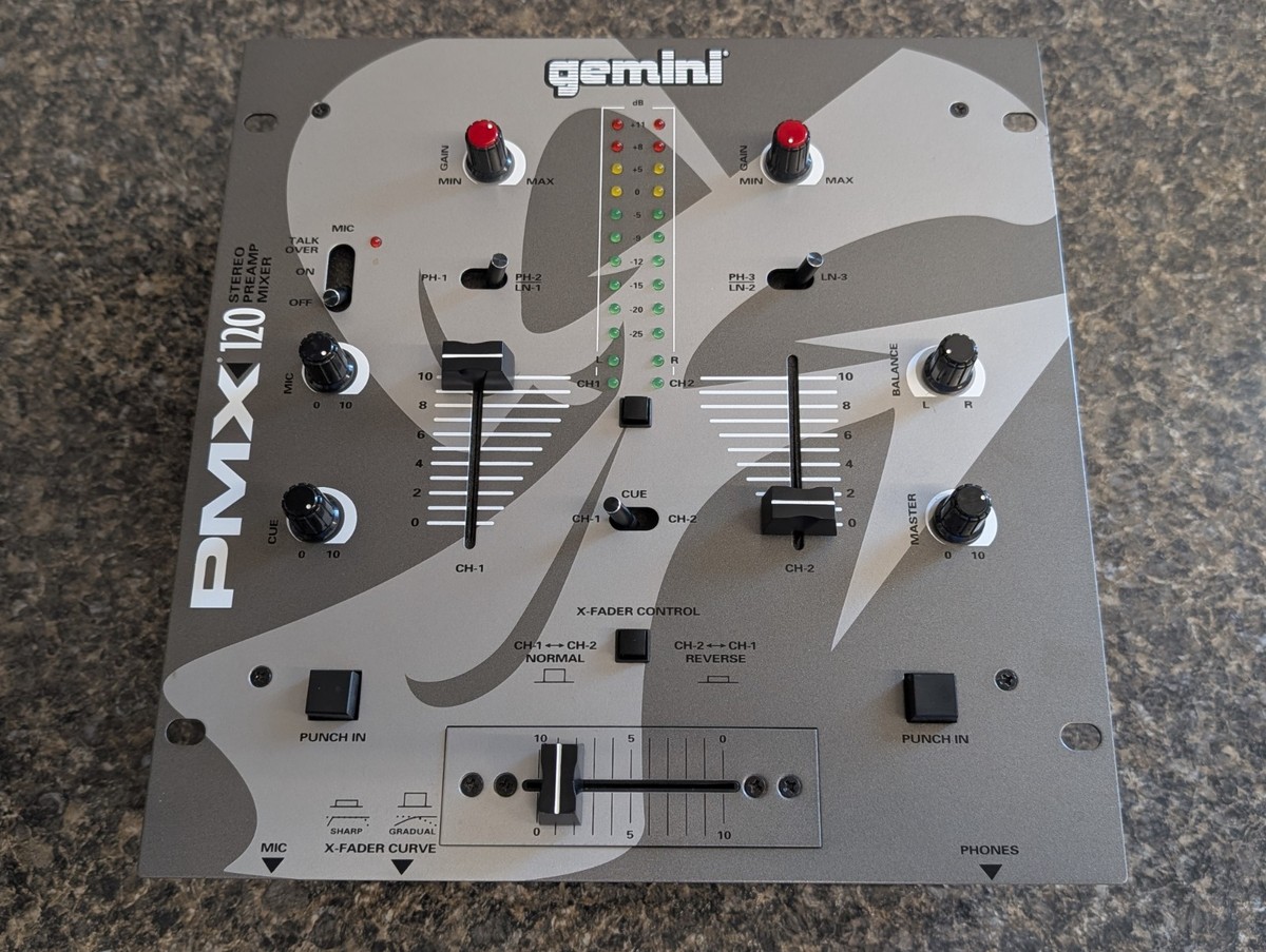 Gemini PMX-120 Stereo 2-Channel Preamp DJ Mixer Excellent