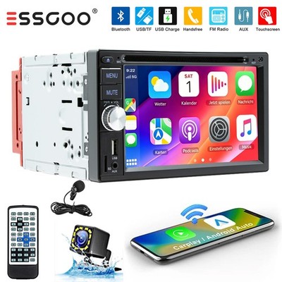 2 DIN Autoradio CD DVD Apple Carplay AM FM RDS USB AUX Bluetooth Mikrofon Kamera