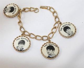Vintage 1960's NEMS Gold Tone Beatles Charm Bracelet