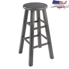 Rustic Gray Counter Stool Solid Wood 24 Inch Height Dining Kitchen Living Room