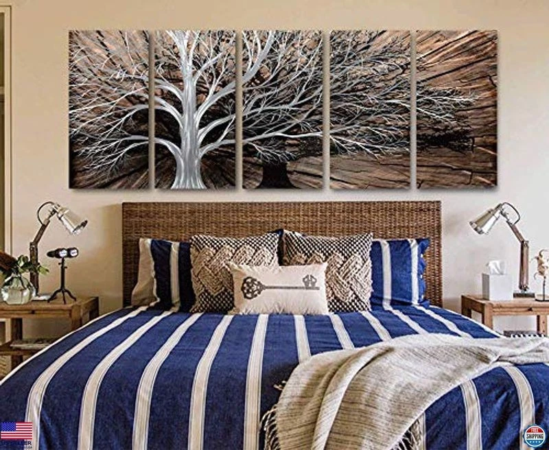 Juego de arte de pared de metal Tree of Life - Decoración de escultura de aluminio 3D artesanal Foto 4 de 4