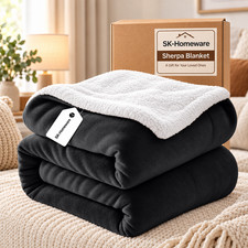 480GSM Heavy Sherpa Fleece Blanket Double-Sided Warm Throw Bedding Blankets