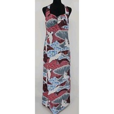 Vintage Liberty House Hawaiian Dress 12 Halter Maxi Dress Blue Red Zip Back NWT