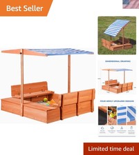 Kids' Outdoor Wooden Sandbox with Id,Sand Box with Toy Storage Box,Kids Play ...