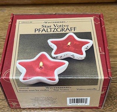 Vtg Pfaltzgraff Star Votive Winterberry Candle Holiday Christmas Candle NIB