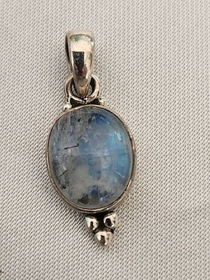 Regenbogen Mondstein und Sterling Anhänger Vintage