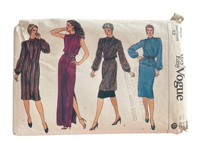 Very Easy Vogue Patterns 8076 Misses Dress Tunic Top Skirt Size 12 Sewing CUT