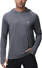 Mens UPF 50 Fishing Shirts, Long Sleeve UV Sun Hoodie, Hiking Running Swim Athl