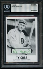 Ty Cobb HANDWRITTEN WORDS "As Now" Custom Cut Card BAS Slab Read DESCRIPTION