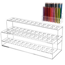 48-Slots Pen Display Stand, 2 Tier Clear Acrylic Colored Pencil Organizer, Di...