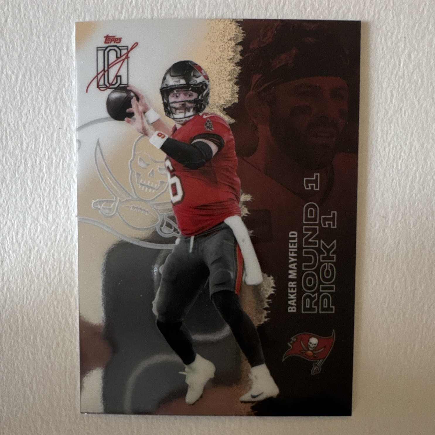 Topps 2025 Round 1 Pick 1 Insert  Baker Mayfield Chrome #50 Tampa Bay Buccaneers