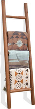 57 Inch Rustic Wood Blanket Ladder Dark Brown Farmhouse Quilt Towel Display