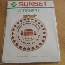 Christmas Blessings 12" Embroidery Kit by Sunset 2105 VTG Unopened