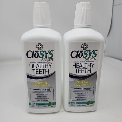 CloSYS Sensitive Mouthwash, 32 Ounce, 2 Count, Gentle Mint, Alcohol Free 01/28
