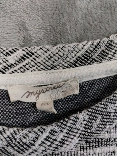 Anthropologie Mystree Women's Sweater Medium Gray White Tunic Lagenlook Grandma - Picture 3 of 9