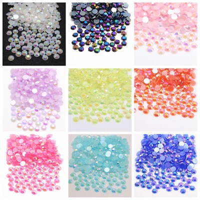 500pcs 6mm Jelly AB Crystal Glatback Resin Round Rhinestones Glue on Gem No Hole