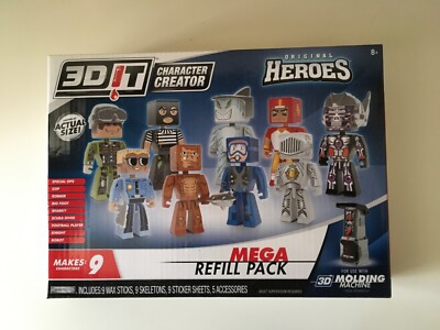 3D IT CHARACTER CREATOR Original Heroes Mega Refill Pack for Molding Machine NEW