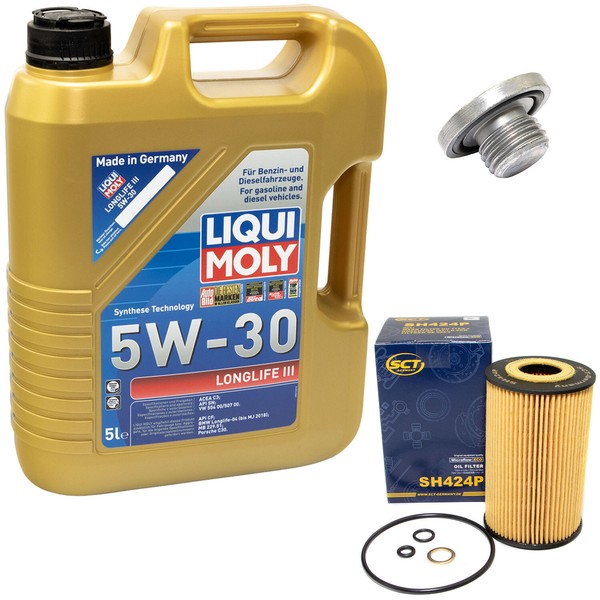 MotoröL Set 5W-30 5 Liter + ÖLfilter SH 424 P + Schraube FüR BMW 3Er 316I 318I-image