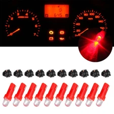 (10) T5 Twist Socket Instrument Panel Cluster Dash Led Light Bulbs 17 74 Red