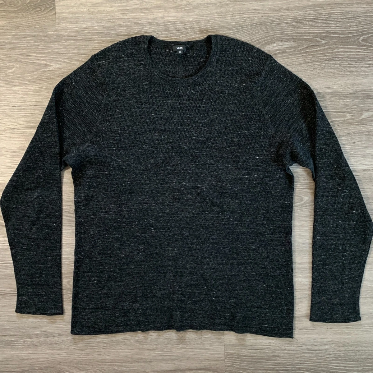 Vince Sweater Mens 2XL Black Cotton Blend Pullover Crewneck Knit Long Sleeve