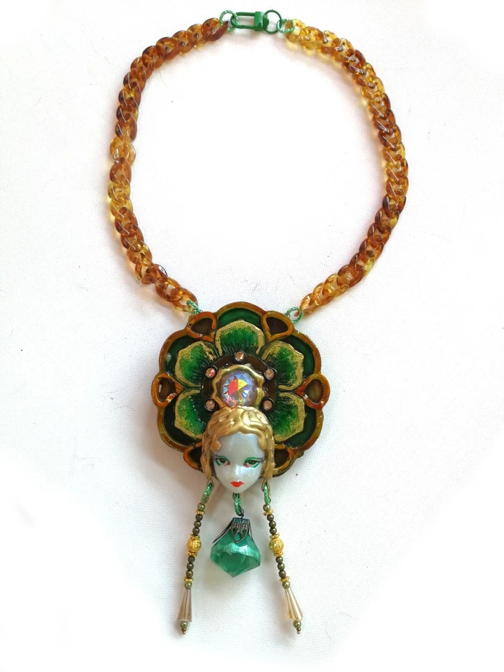 Мандала ювелирных изделий цветочный ювелирных изделий ожерелье кулон ар-деко кукла голова цветок нагрудник - Изображение 3 из 4