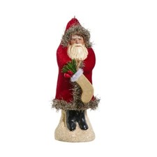 Raz Imports Red Velvet Belsnickle w/stocking Christmas Ornament, 5 3/4" Tall NWT