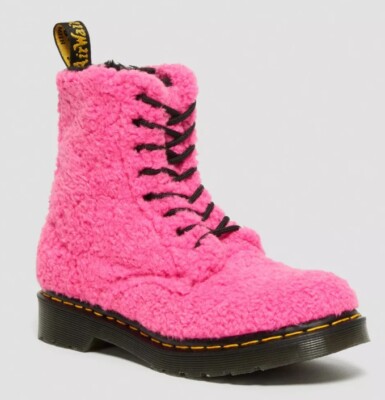 NIB Dr Martens 1460 Pascal Faux Shearling Pink Lux Borg Boots Women s 6 Shoes