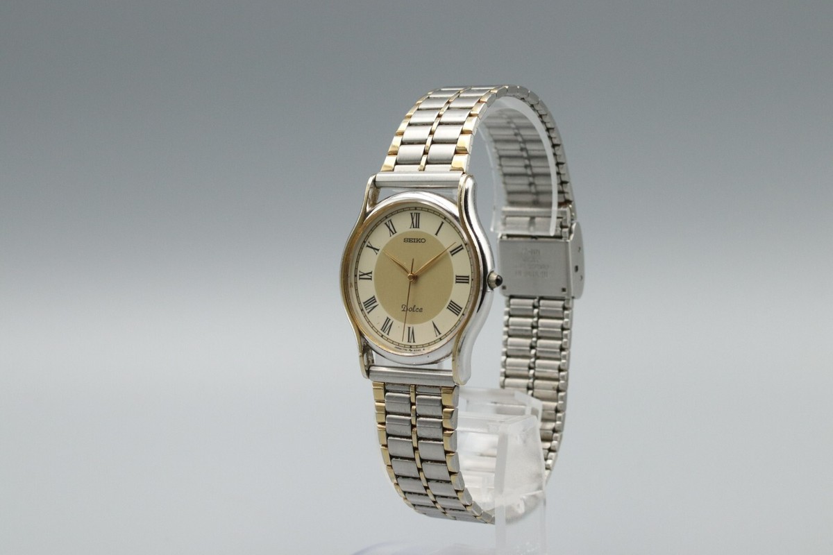 稼働 SEIKO Dolce メンズ腕時計7741-6030 Exc+5* Vintage 1997/5 SEIKO DOLCE 7741-6030 Quartz Gold Dial