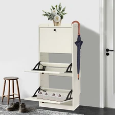 Shoe Storage Cabinet For Entryway Tipping Bucket Shoe Rack With 2-3 Flip Drawers