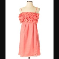 J. Crew Strappy Coral Pink Orange Dress Cotton Sundress Beach Coverup Petals M