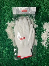 NWT SUPREME Ivory Rubberized Gloves One Size FW20 Authentic Elastic Cloth Unisex