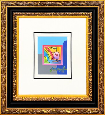 Peter Max ''Sailboat With Hearts On Blends'' | Unique Mixed Media on Paper  27x25''