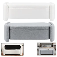 51" Storage Bench Bedroom End of Bed Ottoman Footrest Velvet Upholstered Lounge