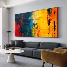 Yellow Red  Wall Art Paintings Hand Painted Abstract Oil Painting On Canvas
