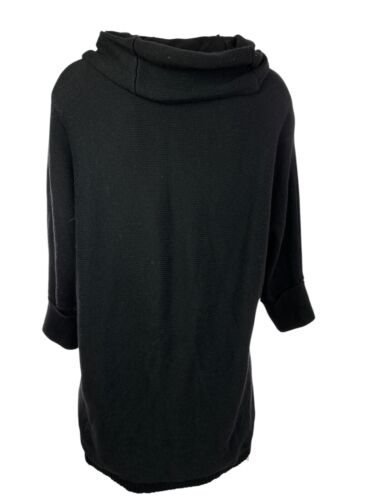 Chico's Black Cowl Neck Sweater Tunic Tassels on Front 3/4 Sleeve Sz 1/M Cotton - Picture 4 of 7