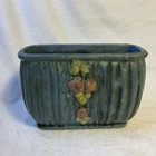 Weller Pottery Drapery Planter- Rectangular, Blue With Pink Flowers- Vintage