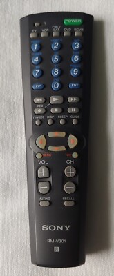 Sony TV Black Remote RM-V301 RMV301 Tested And Works TV VCR DVD CBL/SAT RCVR