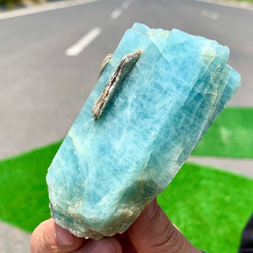 317G Rare!! Natural beautiful Prism shaped Aquamarine Raw Crystal Specimen Rough - 第 3/24 張圖片