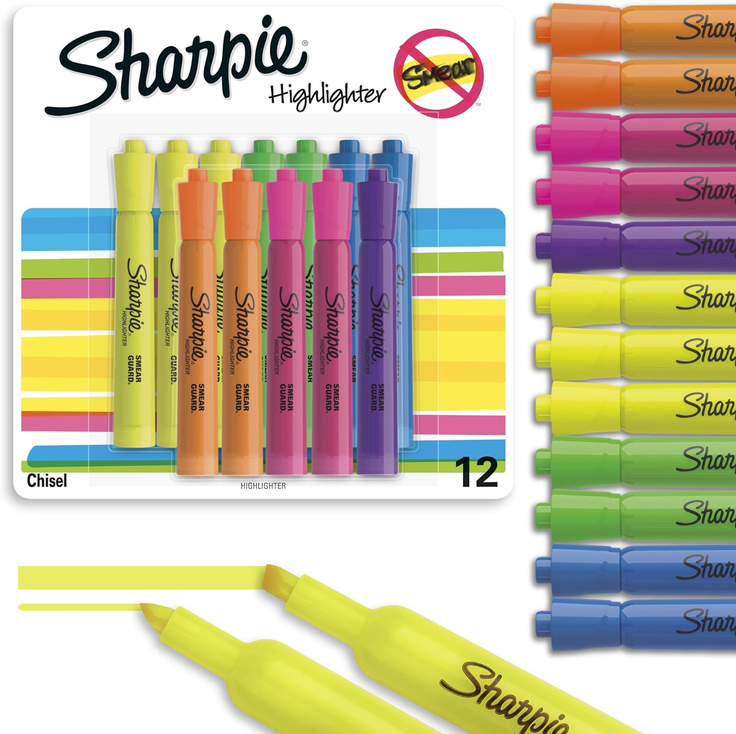 Sharpie Chisel Tip Fluorescent Highlighter Markers Bright Bulk Set-image