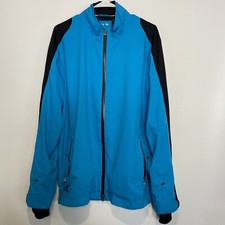 Adidas Mens Golf Jacket Large Turquoise Black Climaproof Full Zip Pockets