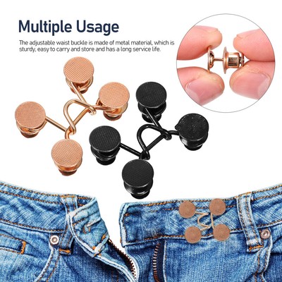 Bekecidi 4 Paar Schleifen-Jeansknopfnadeln, Abnehmbare Hosen-Taillenspanner, Verstellbare Taillenschnalle, Strafft Die Taille, Kein Nähen, Taillenversteller-Clips Für Lose Jeans (Silber