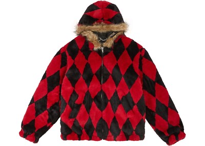 Supreme Diamond Faux Fur Jacket Red Size M Medium | eBay