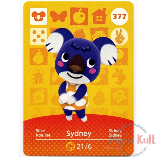 Carte Amiibo Animal Crossing Sydney 377 Koaline Sidney Silke S&eacute;rie 4