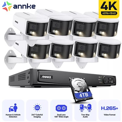 ANNKE 4K Color Ngiht POE IP Security Camera System 8CH NVR Two Way Audio Outdoor