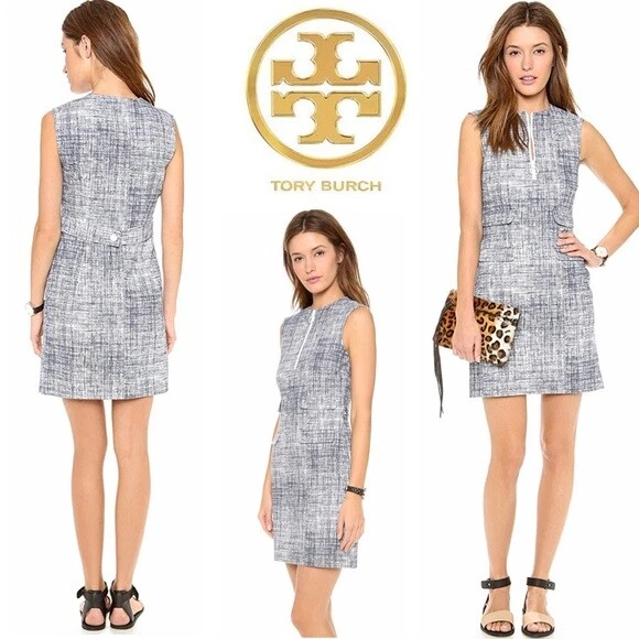 Tory burch blue and white best sale dress