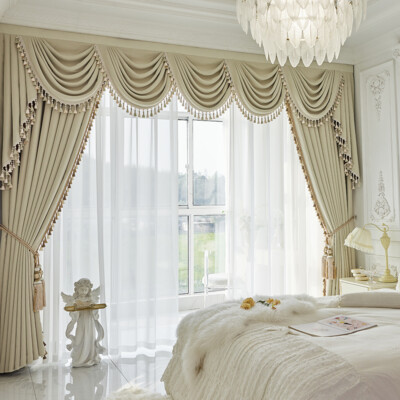 French Chenille cream color bedroom luxury cloth curtain valance