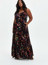Torrid Maxi Dress Black Floral Tiered NWT New 0X